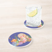 海の中の美しいブ遊リュネの髪の人魚 コースター (側面)