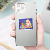 海の中の美しいブ遊リュネの髪の人魚 シール (スマートフォン)