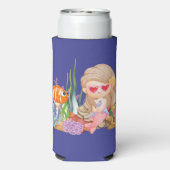 海の中の美しいブ遊リュネの髪の人魚 スリム缶クーラー (Seltzer裏面)