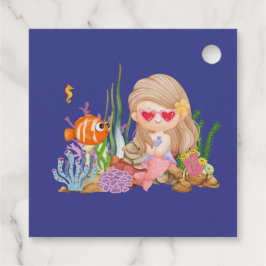 海の中の美しいブ遊リュネの髪の人魚 フェイバータグ