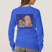 海の中の美しいブ遊リュネの髪の人魚 Tシャツ (裏面)