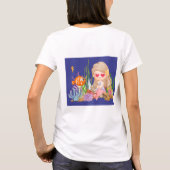 海の中の美しいブ遊リュネの髪の人魚 Tシャツ (裏面)
