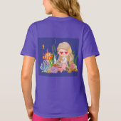 海の中の美しいブ遊リュネの髪の人魚 Tシャツ (裏面)