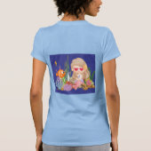 海の中の美しいブ遊リュネの髪の人魚 Tシャツ (裏面)