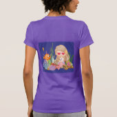 海の中の美しいブ遊リュネの髪の人魚 Tシャツ (裏面)