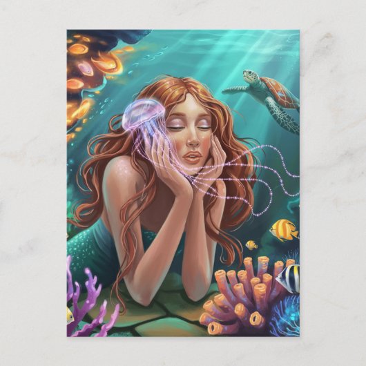 海の中の美しい人魚 ポストカード (正面)