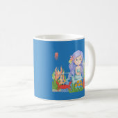 海の中の美し遊い紫の髪の人魚 コーヒーマグカップ (正面右)