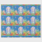 海の中の美し遊い紫の髪の人魚 ラッピングペーパー (フラット)