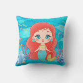 海の中の美し遊い赤毛の人魚 クッション (裏面)