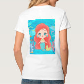 海の中の美し遊い赤毛の人魚 Tシャツ (裏面)