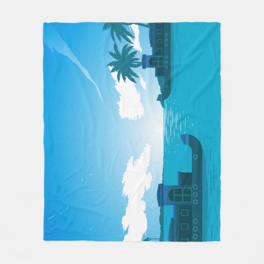 海の中の船–18530 フリースブランケット (正面)