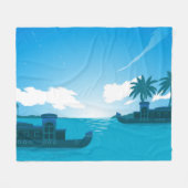 海の中の船–18530 フリースブランケット (正面(横))