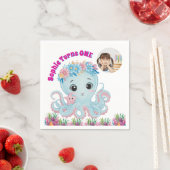 海の中の花のタコ 1歳の誕生日写真 スタンダードカクテルナプキン (インサイチュ)