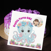 海の中の花のタコ 1歳の誕生日写真