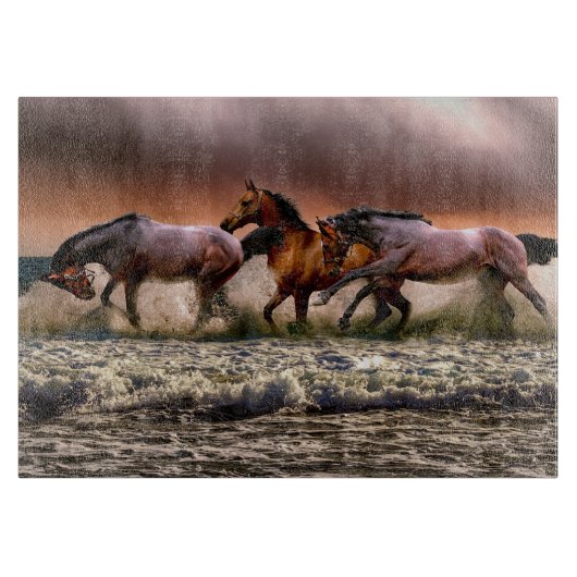 海の中の荒馬のシーン カッティングボード (正面)