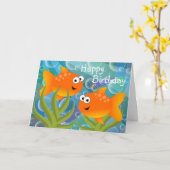海の中の誕生日の魚 カード (黄色い花)