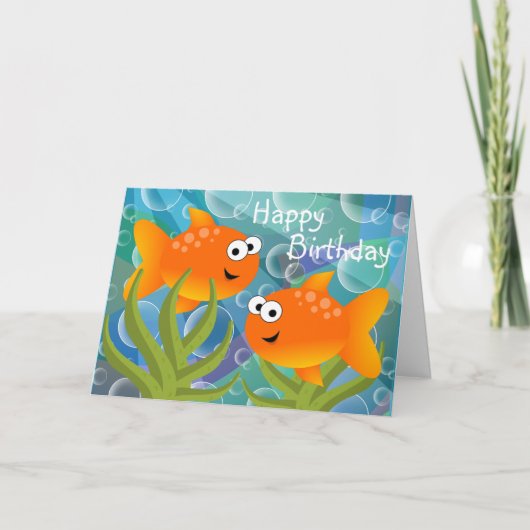 海の中の誕生日の魚 カード (正面)