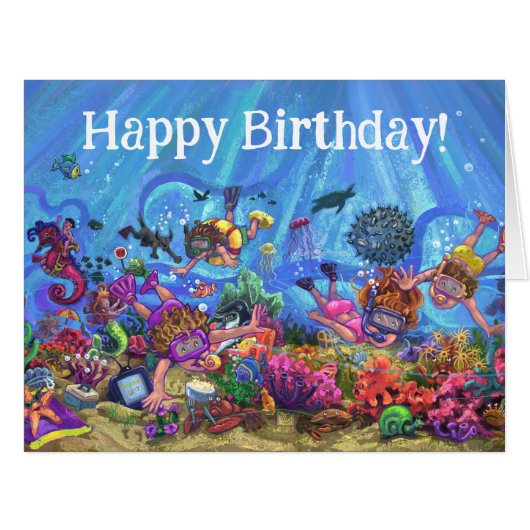 海の中の誕生日カード (正面横)