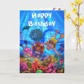 海の中の誕生日カード カード (黄色い花)