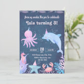 海の中の誕生日パーティー招待状 招待状 (スタンド正面)