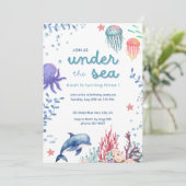 海の中の誕生日パーティー招待状 招待状 (スタンド正面)