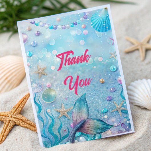 海の中の誕生日パーティー サンキューカード