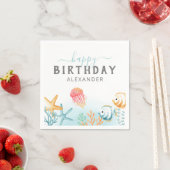海の中の誕生日パーティー スタンダードカクテルナプキン (インサイチュ)