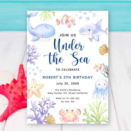 海の中の誕生日パーティー 招待状