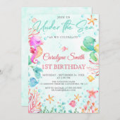 海の中の誕生日招待状 招待状 (正面/裏面)