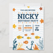 海の中の誕生日招待状, 海の動物パーティー 招待状 (正面)