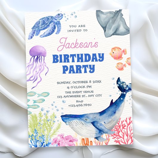 海の中の誕生日 招待状
