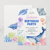 海の中の誕生日 招待状 (正面/裏面)