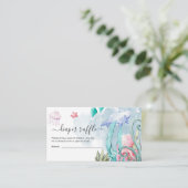 海の中の赤ちゃんのお祝い ディーパーラッフル封筒 エンクロージャーカード (スタンド正面)