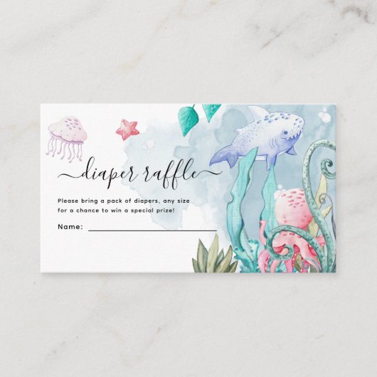 海の中の赤ちゃんのお祝い ディーパーラッフル封筒 エンクロージャーカード (正面)
