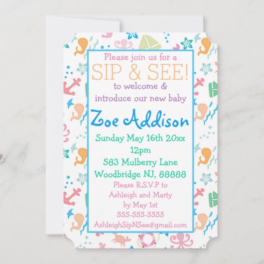 海の中の赤ちゃん歓迎会 招待状 (正面)