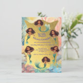 海の中の金色の人魚の誕生日パーティー 招待状 (スタンド正面)