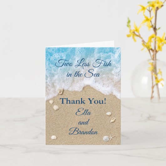 海の中の青い二つ以下の魚の写真サンキューカード カード (黄色い花)