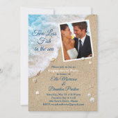 海の中の青い二つ以下の魚の写真婚約 招待状 (正面)