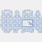 海の中の青い可愛いカメのベビーシャワー フェイバーボックス (見開き)