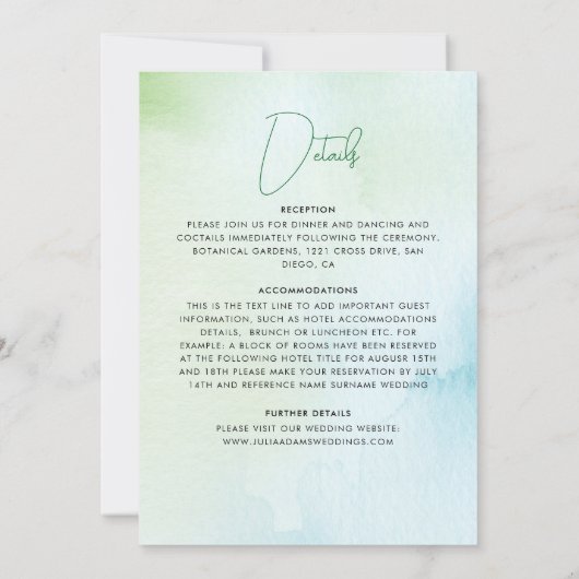 海の中の青い海の中で魚を二つ減結婚らす 招待状 (裏面)