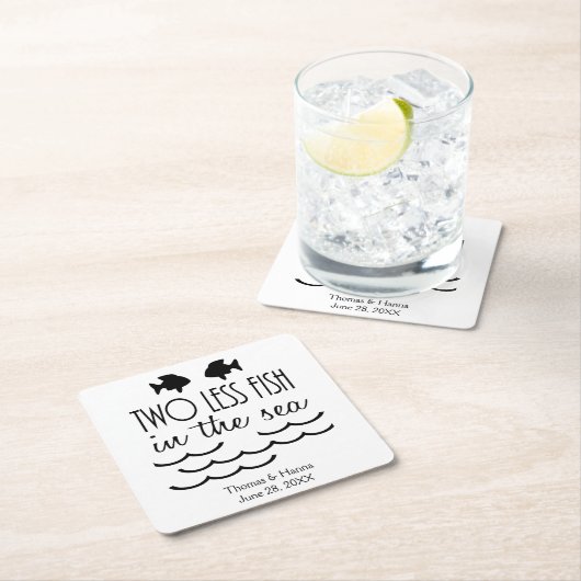 海の中の魚が二匹結婚減 スクエアペーパーコースター (インサイチュ)