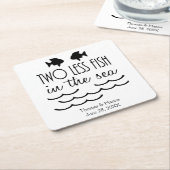 海の中の魚が二匹結婚減 スクエアペーパーコースター (アングル)