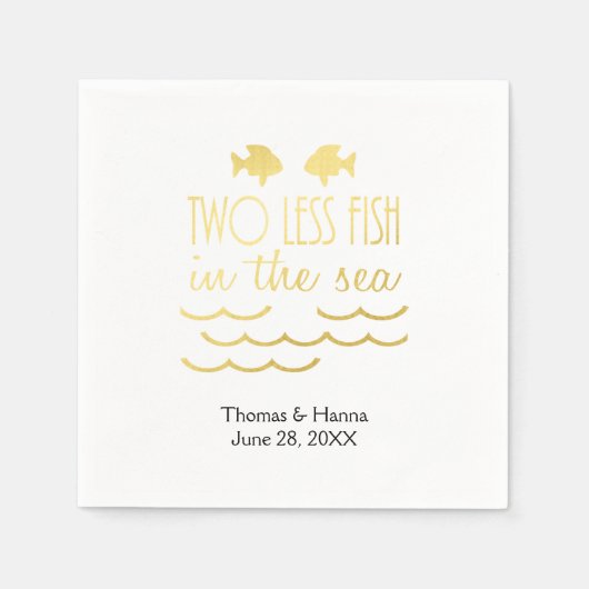 海の中の魚が二匹結婚減 スタンダードカクテルナプキン (正面)
