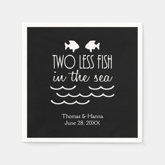 海の中の魚が二匹結婚減 スタンダードカクテルナプキン (正面)