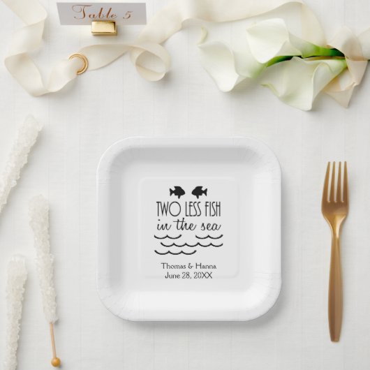 海の中の魚が二匹結婚減 ペーパープレート (ウェディング)