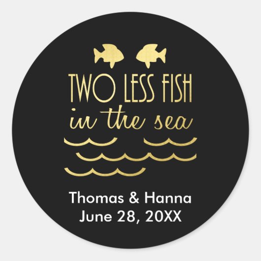 海の中の魚が二匹結婚減 ラウンドシール (正面)