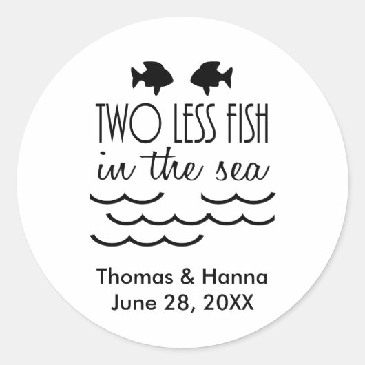 海の中の魚が二匹結婚減 ラウンドシール (正面)