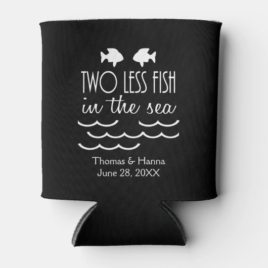 海の中の魚が二匹結婚減 缶クーラー (正面)