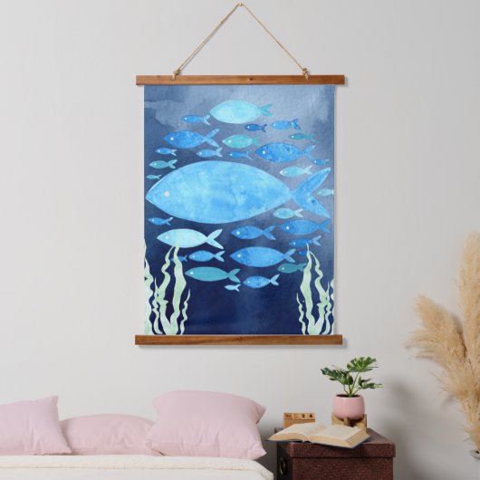 海の中の魚のキャンバスプリント 吊り下げ型タペストリー (寝室)