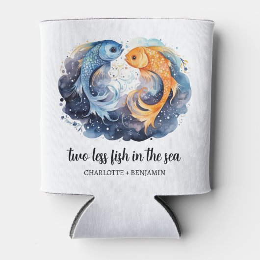 海の中の魚の二匹のビーチ結婚式 缶クーラー (正面)